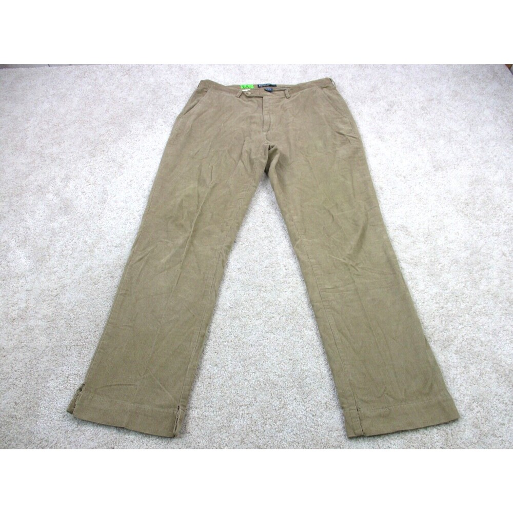 VINTAGE Ralph Lauren Polo Pants 33 Brown Tan Corduroy Chino Cotton Men 33x31 *